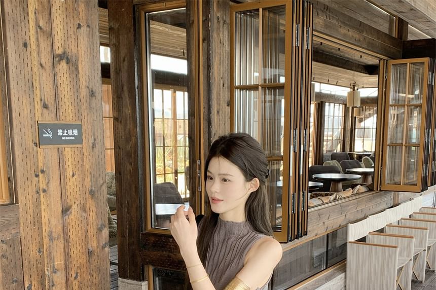 Mock Neck Ribbed Knit Top and Leopard Skirt Set