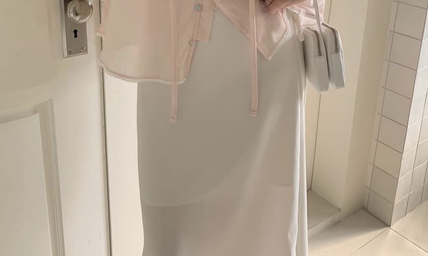 Long Sleeve Ruffled Button Up Blouse