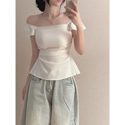 Square Neck T-Shirt with Cap Sleeves