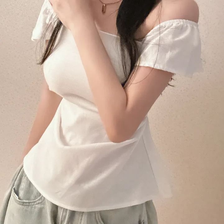 Square Neck T-Shirt with Cap Sleeves