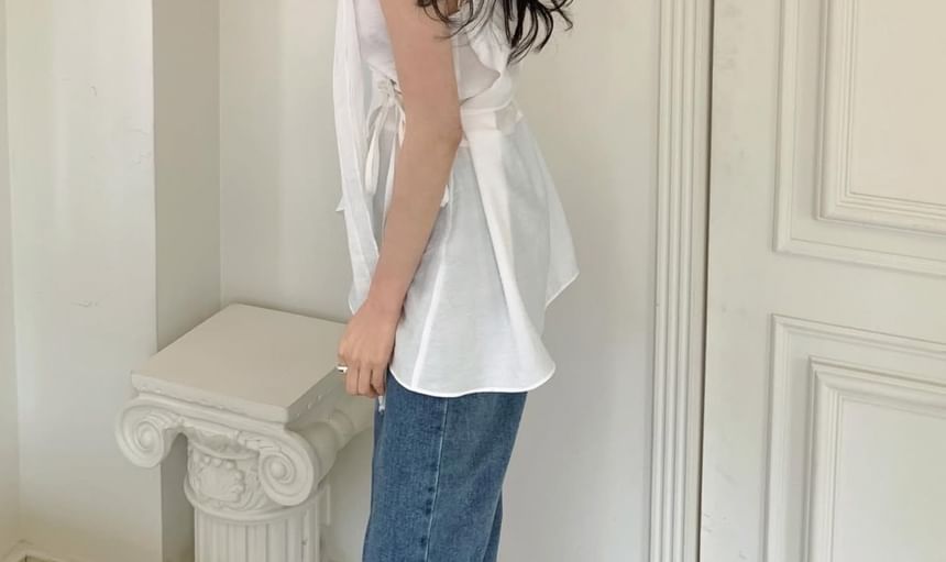 Ruffled Asymmetrical Wrap Camisole Set with Sash