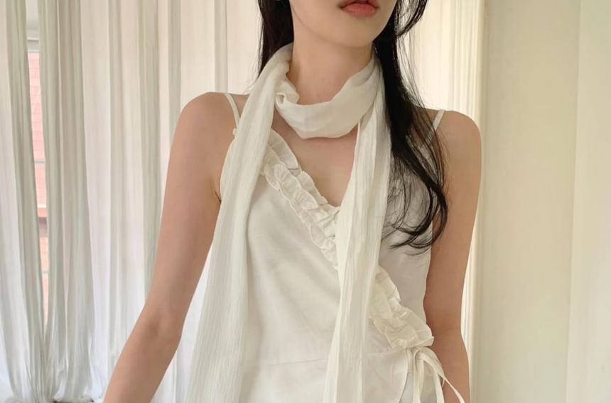 Ruffled Asymmetrical Wrap Camisole Set with Sash