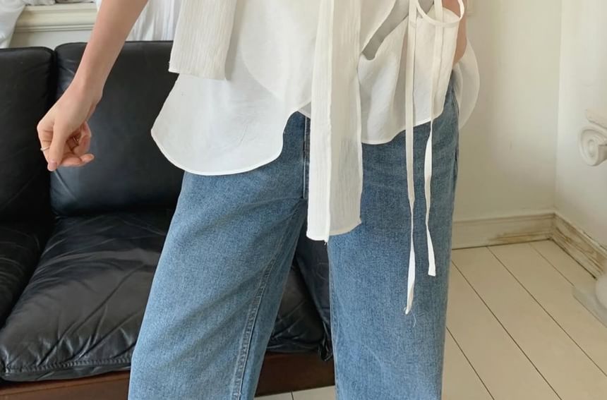 Ruffled Asymmetrical Wrap Camisole Set with Sash