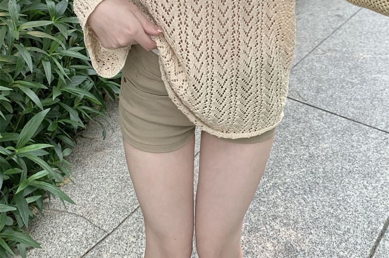 Perforated Sheer Boat Neck Long-Sleeve Top
