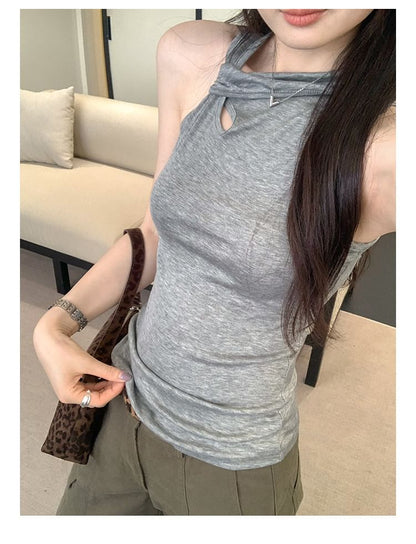 Asymmetrical Cutout Slim Fit Tank Top