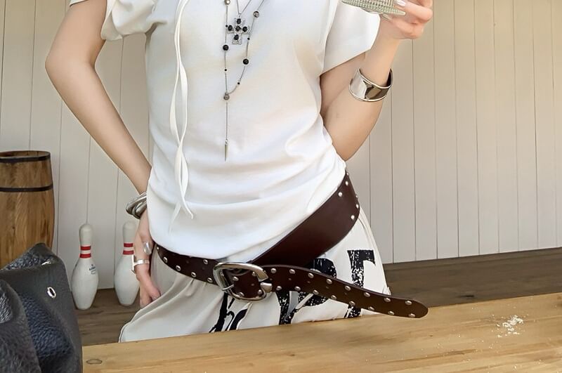 Off-Shoulder Short-Sleeve Slim T-Shirt