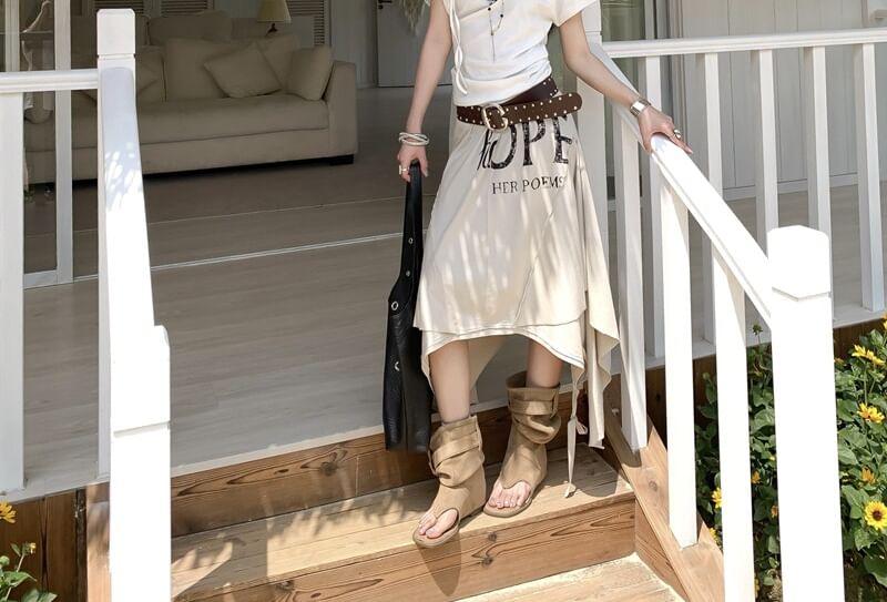 Off-Shoulder Short-Sleeve Slim T-Shirt