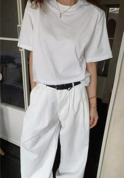 Open Back Crew Neck Elbow-Sleeve Tee