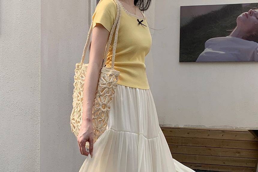 High Waist Plain Maxi A-Line Skirt