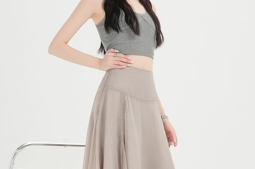 High Waist Asymmetrical Sheer A-Line Skirt