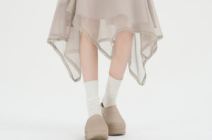 High Waist Asymmetrical Sheer A-Line Skirt