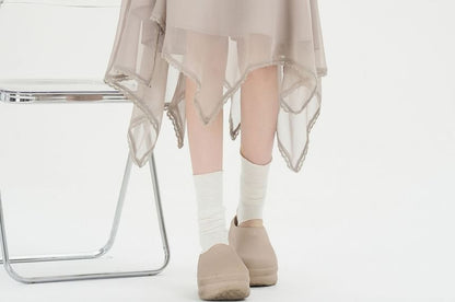 High Waist Asymmetrical Sheer A-Line Skirt