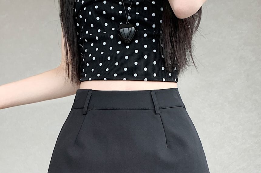 Mid Waist Sheer Overlay Mini Pleated Skirt