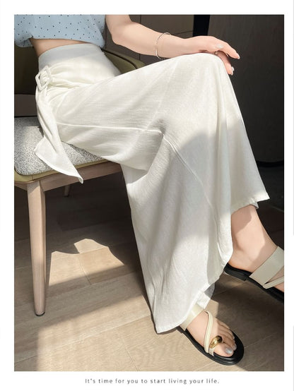 High Waist Asymmetrical Plain Maxi A-Line Skirt
