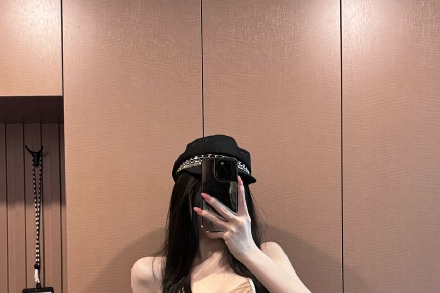CZ Chain Halter Crop Top