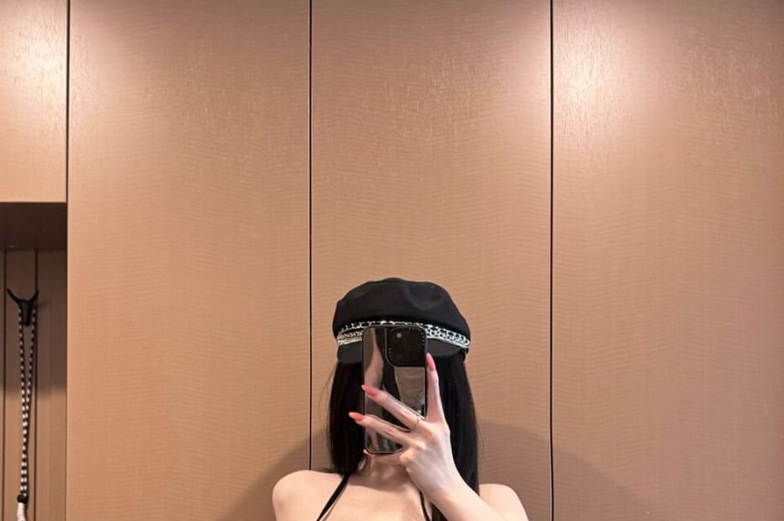 CZ Chain Halter Crop Top