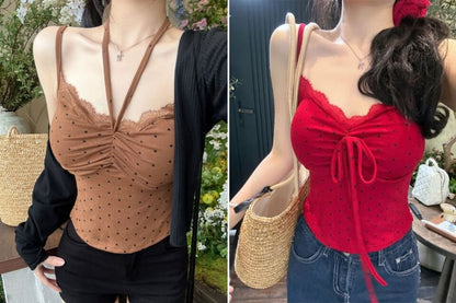 Polka Dot Halter Crop Top