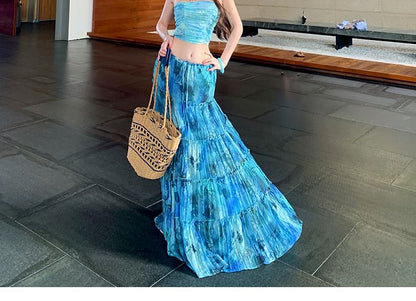 Tie Dye Tube Top & Frill Skirt Set