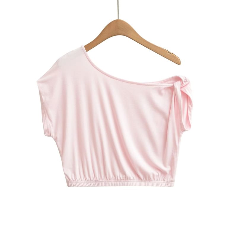 Off-Shoulder Short Sleeve Crop Tee