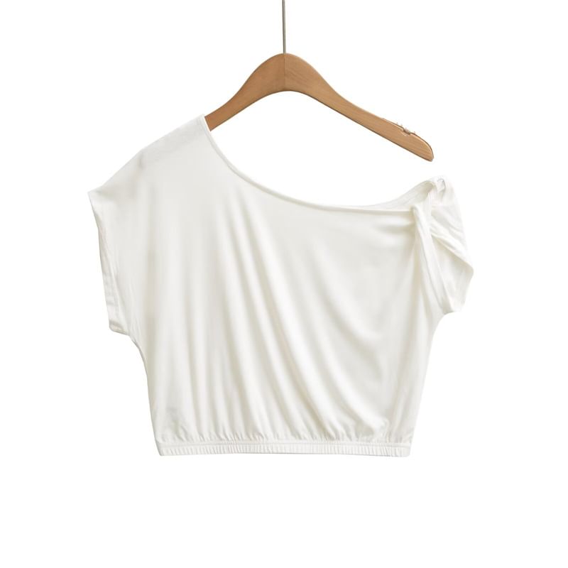 Off-Shoulder Short Sleeve Crop Tee