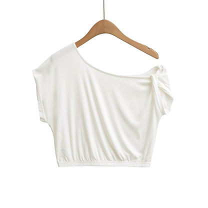 Off-Shoulder Short Sleeve Crop Tee