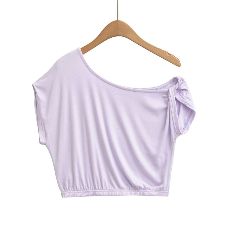 Off-Shoulder Short Sleeve Crop Tee