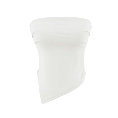 Asymmetrical Padded Ruched Crop Tube Top