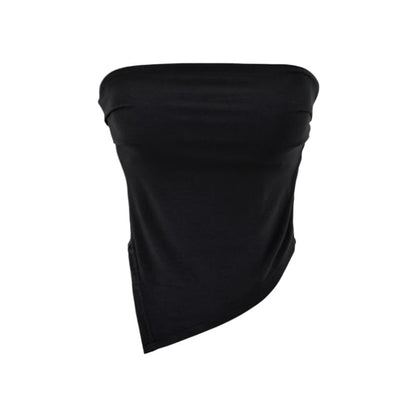 Asymmetrical Padded Ruched Crop Tube Top