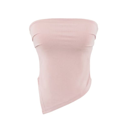 Asymmetrical Padded Ruched Crop Tube Top