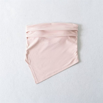 Asymmetrical Padded Ruched Crop Tube Top