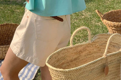 Collared Plain Short Sleeve Shirt