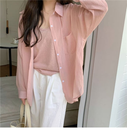 Long Sleeve Collared Button Up Shirt