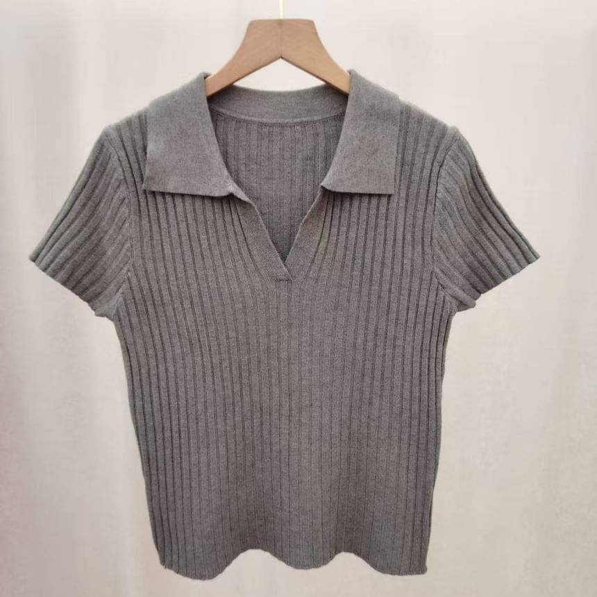 Short Sleeve Knit Polo Top