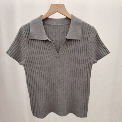 Short Sleeve Knit Polo Top