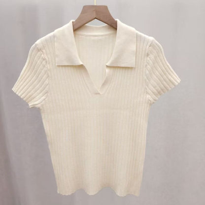 Short Sleeve Knit Polo Top