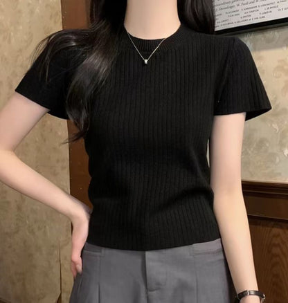 Crewneck Knit Crop Top