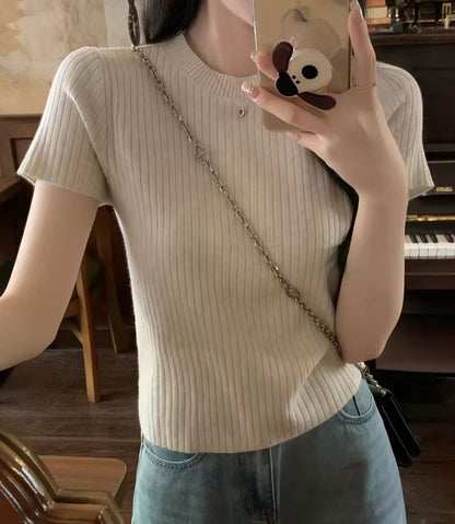 Crewneck Knit Crop Top