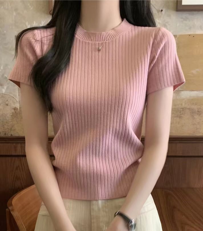 Crewneck Knit Crop Top