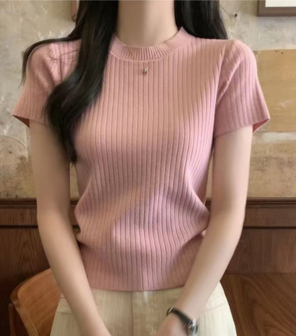 Crewneck Knit Crop Top