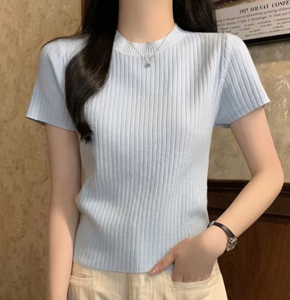 Crewneck Knit Crop Top