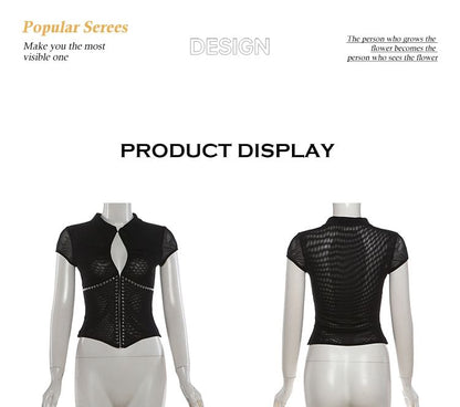 Cutout Crop Top and Faux Leather Mini Skirt Set