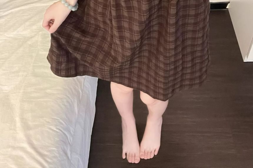 Plaid Nightdress, Camisole & Pants Set