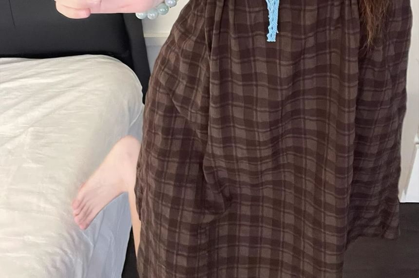 Plaid Nightdress, Camisole & Pants Set