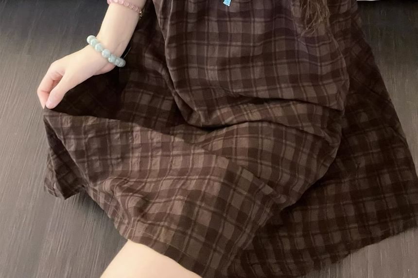 Plaid Nightdress, Camisole & Pants Set