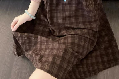 Plaid Nightdress, Camisole & Pants Set