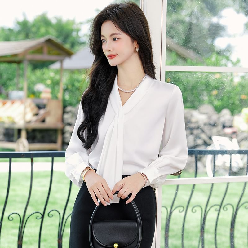 Satin Blouse with Matching Midi and A-Line Skirts