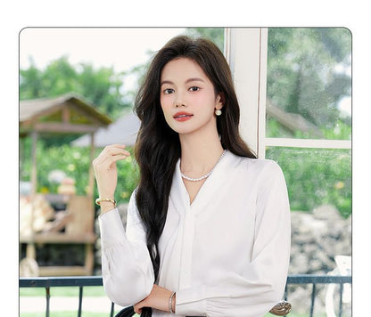 Satin Blouse with Matching Midi and A-Line Skirts