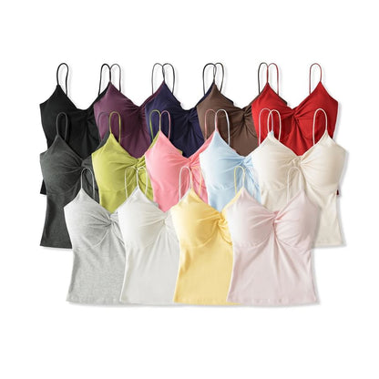 V-Neck Plain Knotted Camisole Top