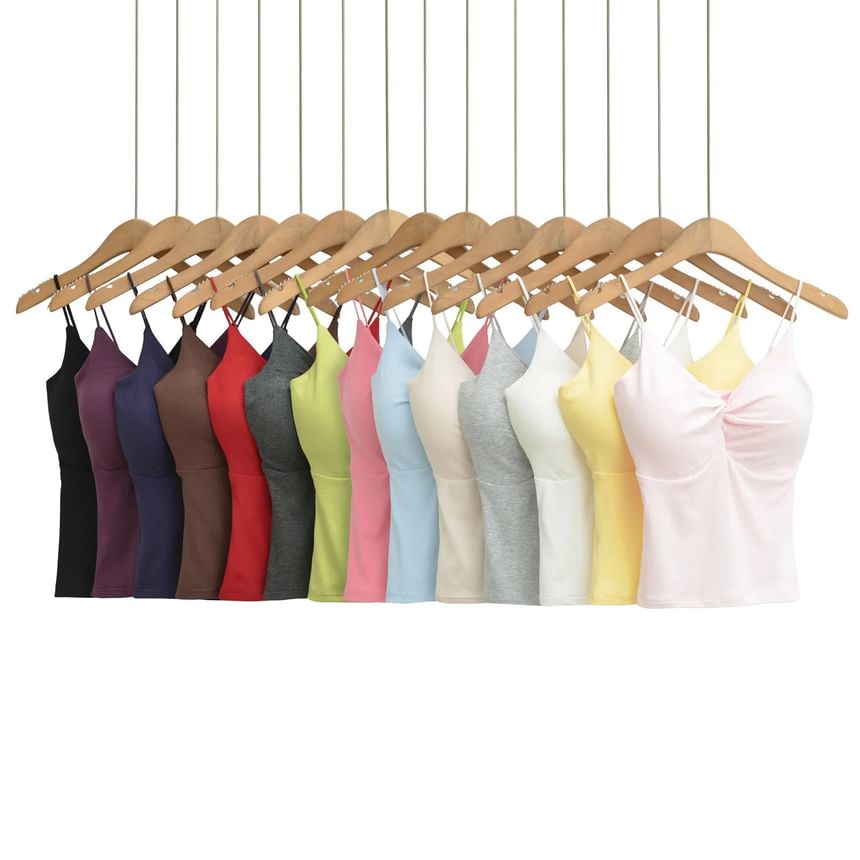 V-Neck Plain Knotted Camisole Top