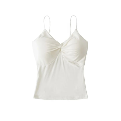 V-Neck Plain Knotted Camisole Top